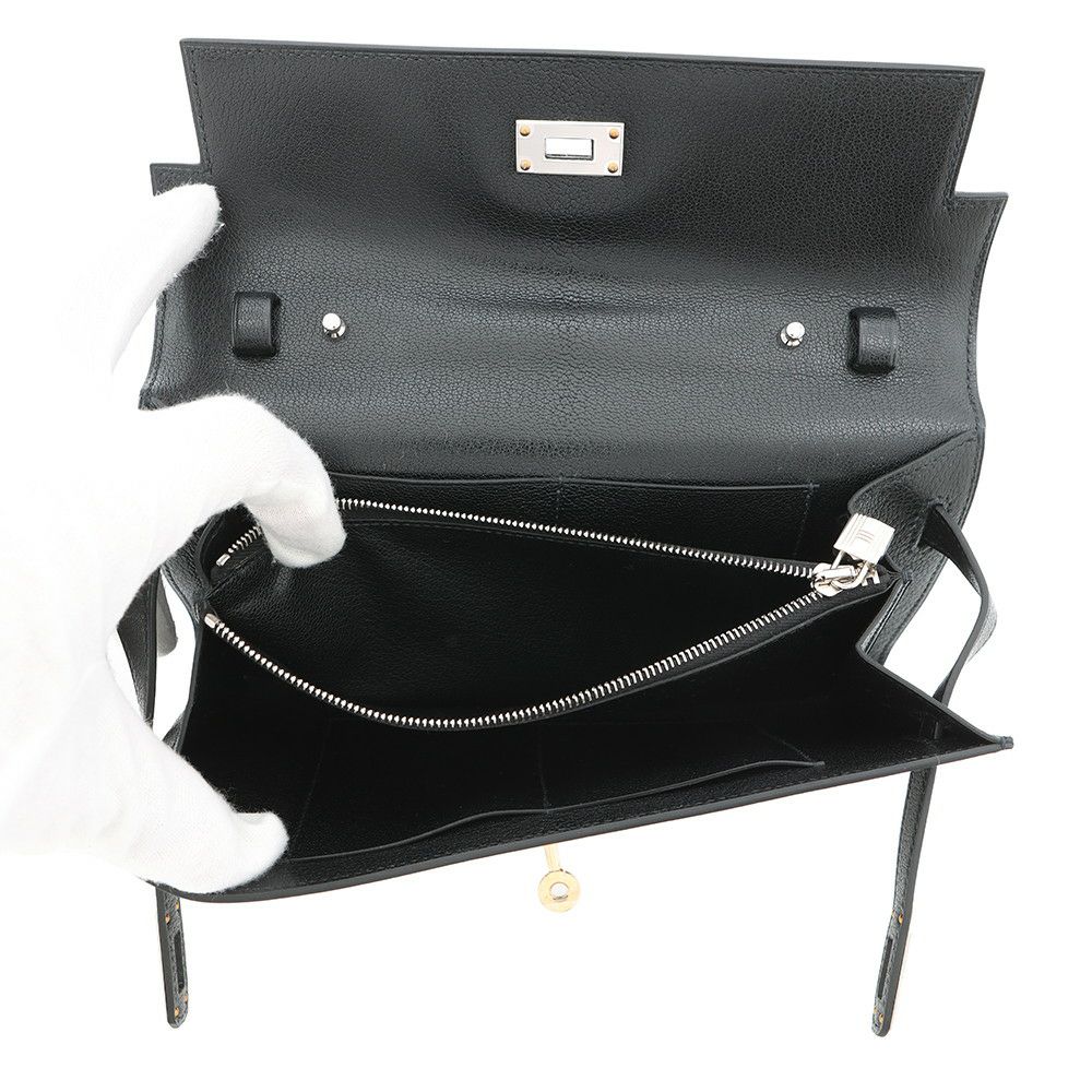 エルメス ケリーウォレット ロング トゥーゴー ブラック/エレクトラム金具 シェブルシャムキラ W刻印 財布 黒