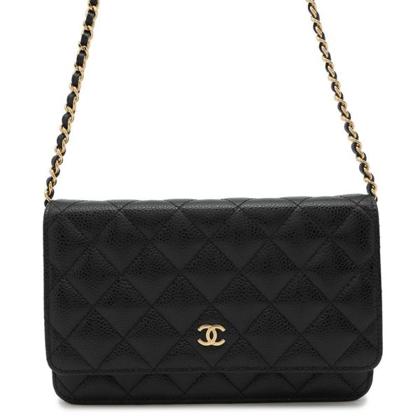 シャネル チェーンウォレット クラシック マトラッセ ココマーク キャビアスキン AP0250 CHANEL 財布 黒