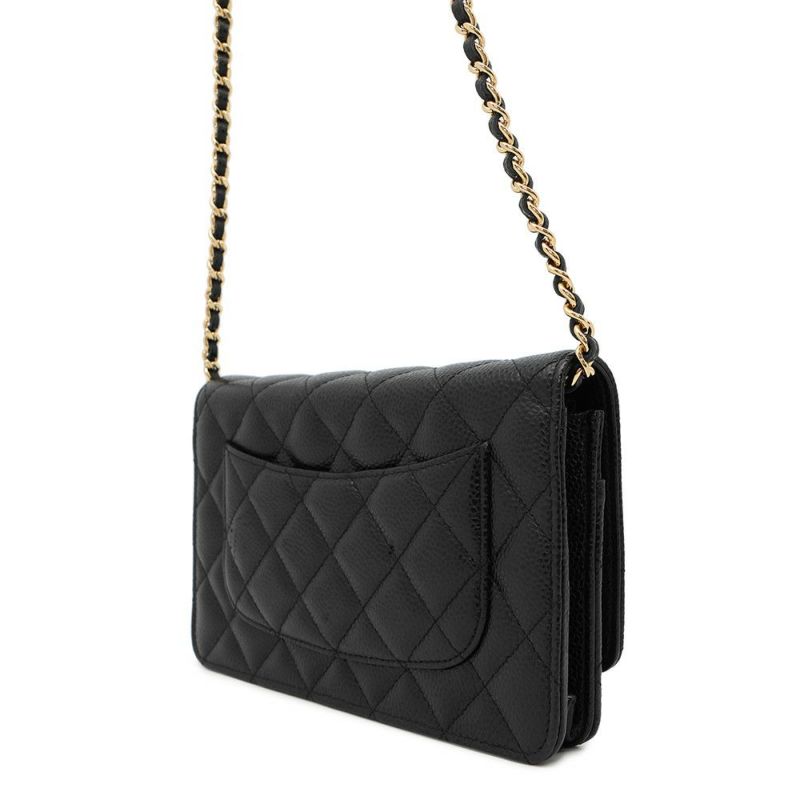 シャネル チェーンウォレット クラシック マトラッセ ココマーク キャビアスキン AP0250 CHANEL 財布 黒