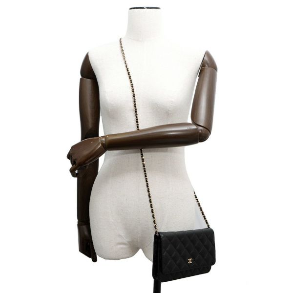 シャネル チェーンウォレット クラシック マトラッセ ココマーク キャビアスキン AP0250 CHANEL 財布 黒