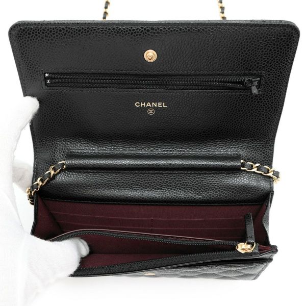 シャネル チェーンウォレット クラシック マトラッセ ココマーク キャビアスキン AP0250 CHANEL 財布 黒