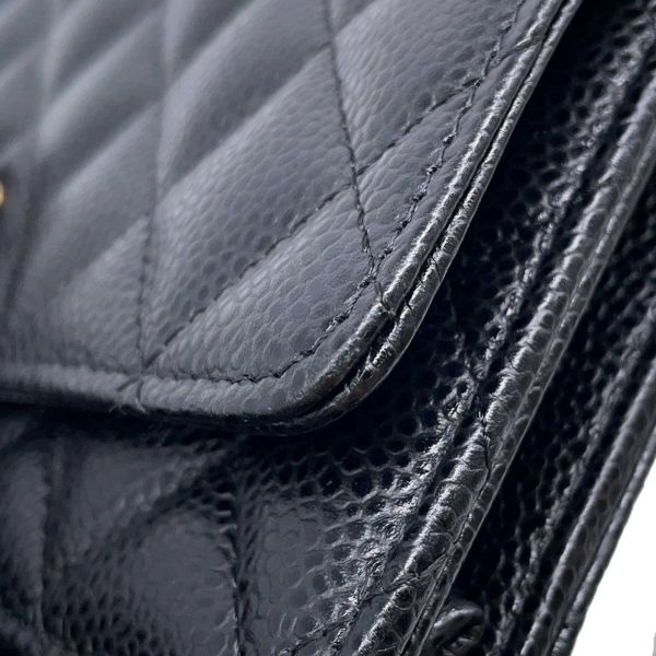 シャネル チェーンウォレット クラシック マトラッセ ココマーク キャビアスキン AP0250 CHANEL 財布 黒