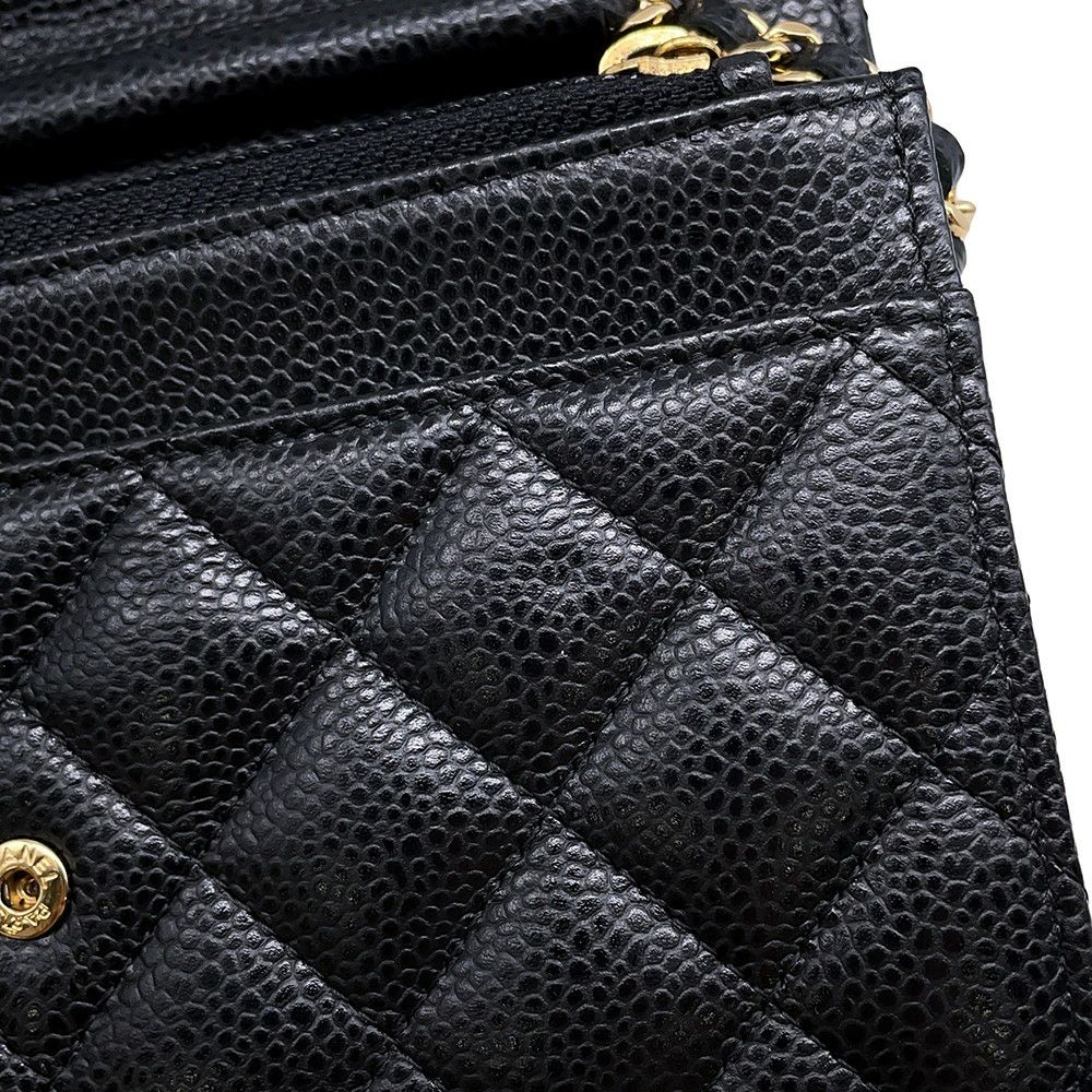 シャネル チェーンウォレット クラシック マトラッセ ココマーク キャビアスキン AP0250 CHANEL 財布 黒