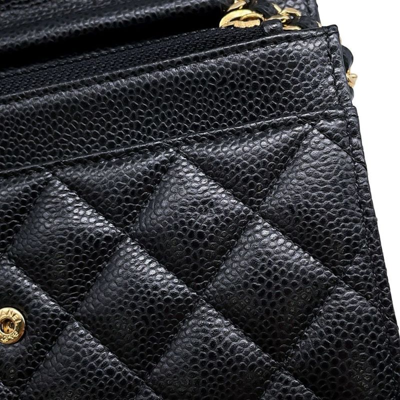 シャネル チェーンウォレット クラシック マトラッセ ココマーク キャビアスキン AP0250 CHANEL 財布 黒