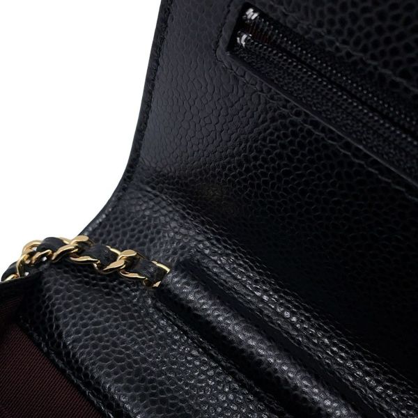 シャネル チェーンウォレット クラシック マトラッセ ココマーク キャビアスキン AP0250 CHANEL 財布 黒