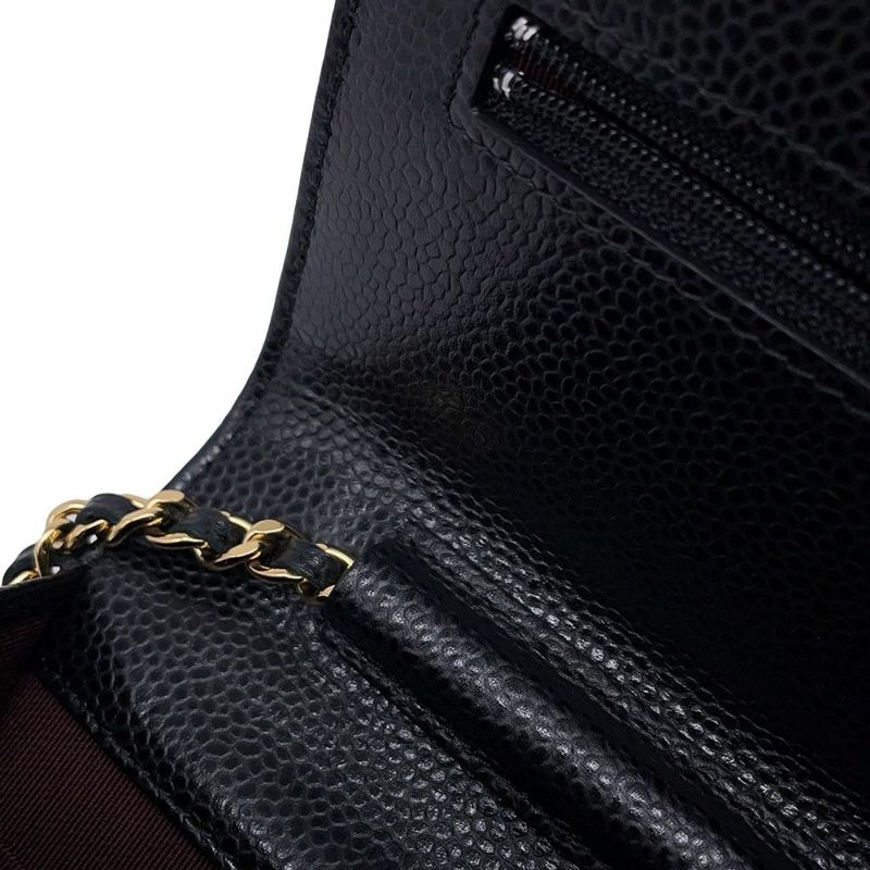 シャネル チェーンウォレット クラシック マトラッセ ココマーク キャビアスキン AP0250 CHANEL 財布 黒
