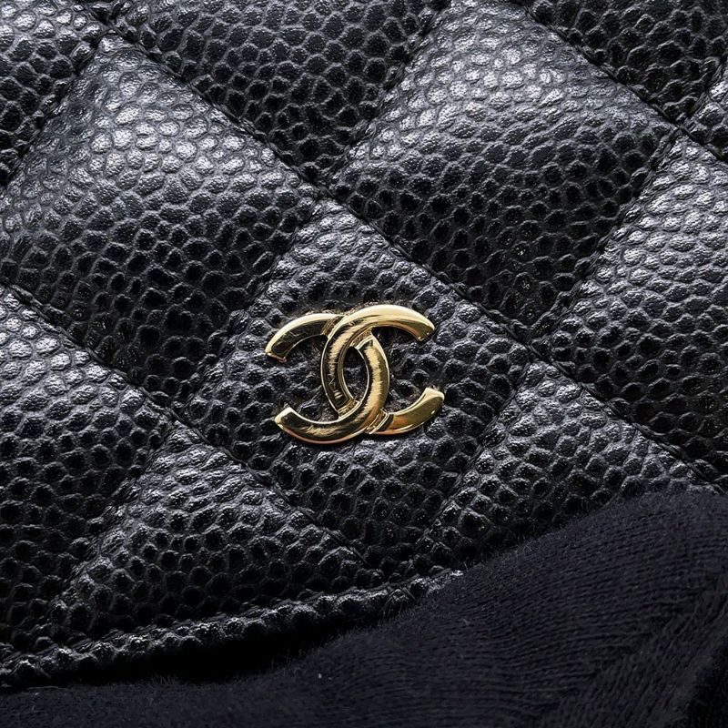 シャネル チェーンウォレット クラシック マトラッセ ココマーク キャビアスキン AP0250 CHANEL 財布 黒