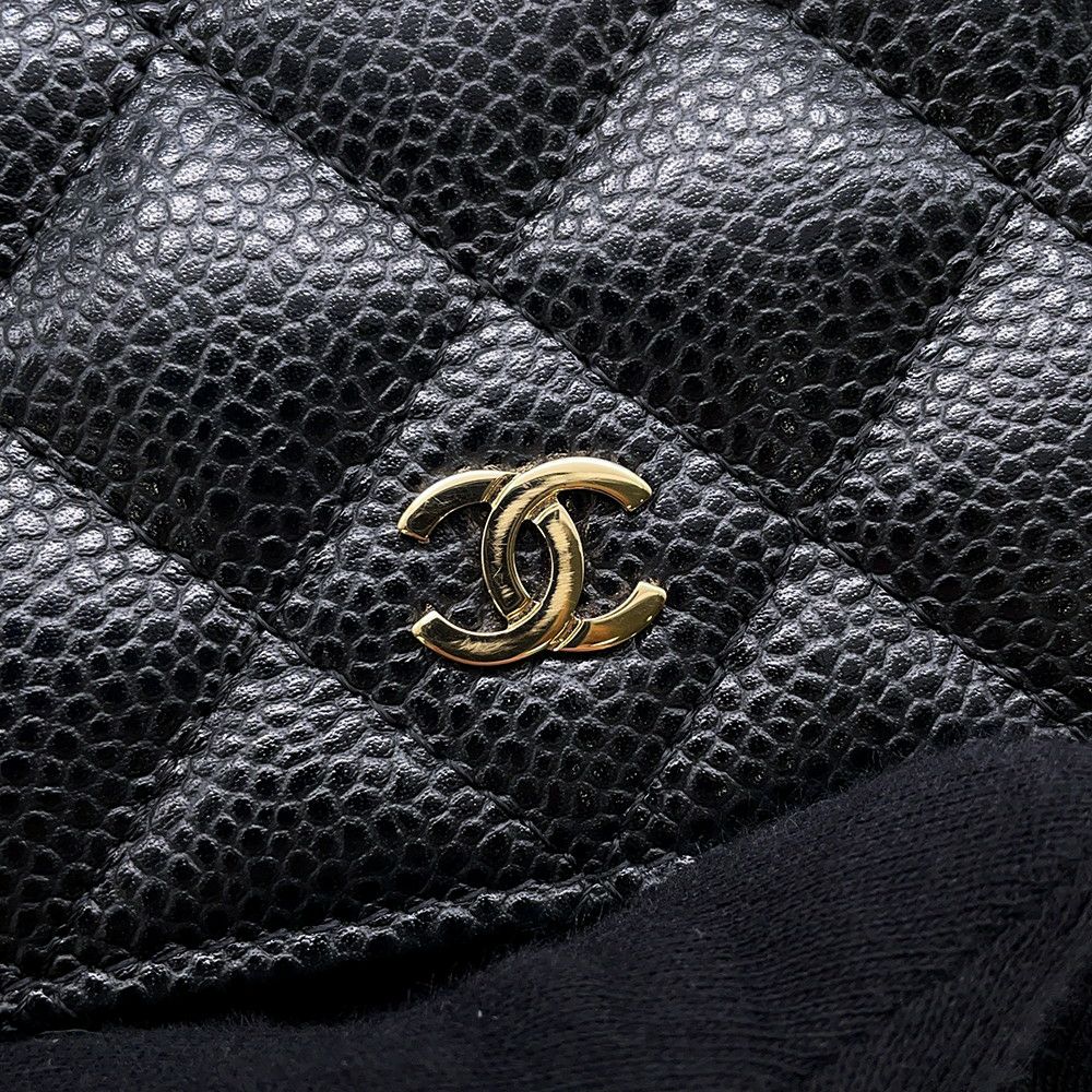 シャネル チェーンウォレット クラシック マトラッセ ココマーク キャビアスキン AP0250 CHANEL 財布 黒
