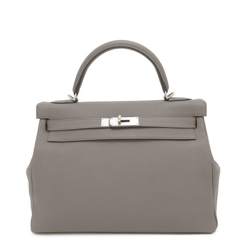 エルメス ハンドバッグ ケリー32 内縫い エタン/シルバー金具 トリヨンクレマンス A刻印 2wayショルダー