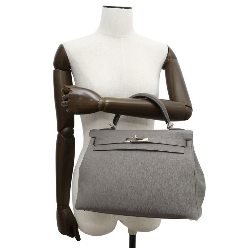 エルメス ハンドバッグ ケリー32 内縫い エタン/シルバー金具 トリヨンクレマンス A刻印 2wayショルダー