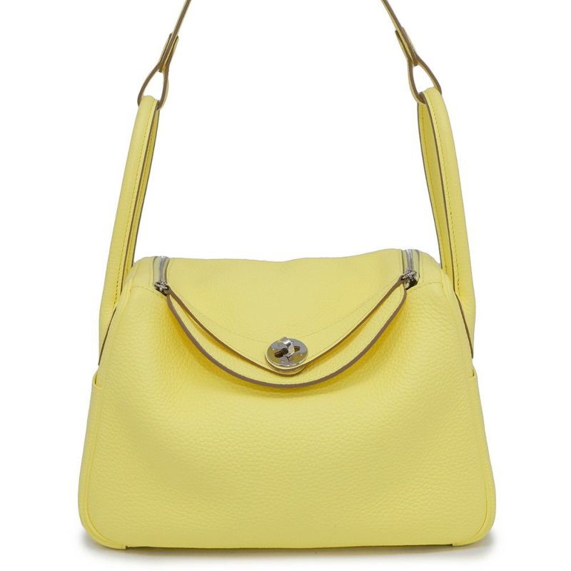 エルメス ハンドバッグ リンディ26 ライム/シルバー金具 トリヨンクレマンス B刻印 2wayショルダー