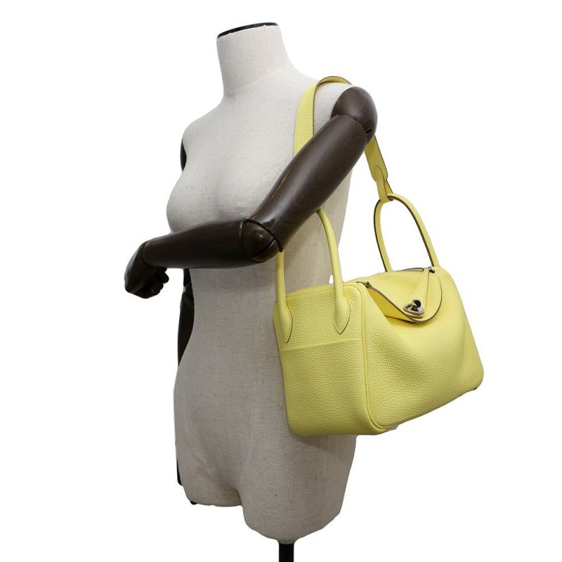 エルメス ハンドバッグ リンディ26 ライム/シルバー金具 トリヨンクレマンス B刻印 2wayショルダー