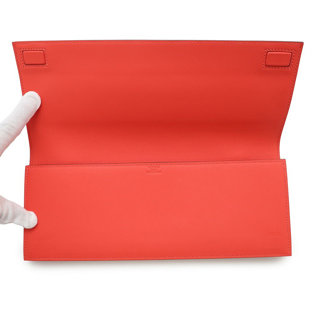 エルメス クラッチバッグ バーキン シャドウ  ルージュピヴォワンヌ スイフト W刻印 HERMES バッグ