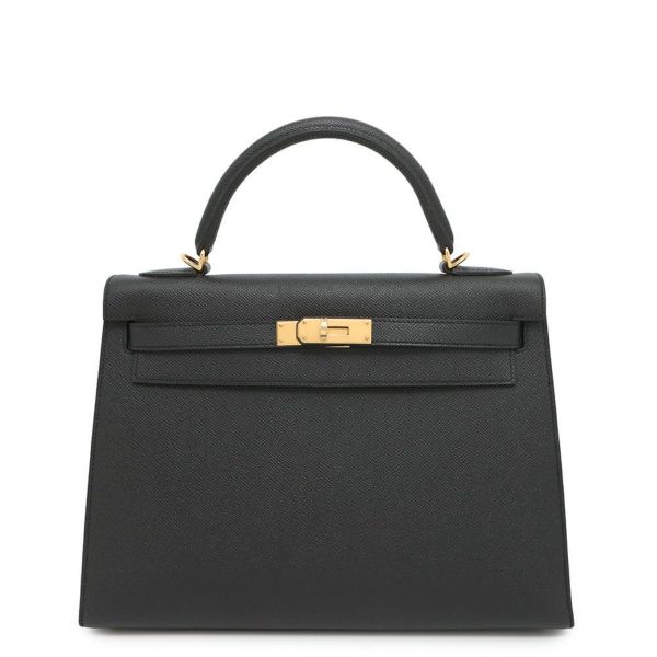 エルメス ハンドバッグ ケリー32 外縫い ブラック/ゴールド金具