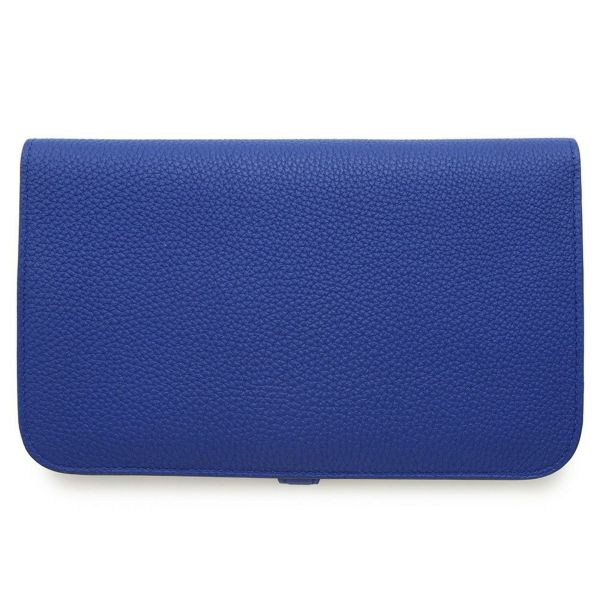 エルメス 長財布 ドゴンGM ブルーエレクトリック/シルバー金具 トゴ T刻印 HERMES 財布