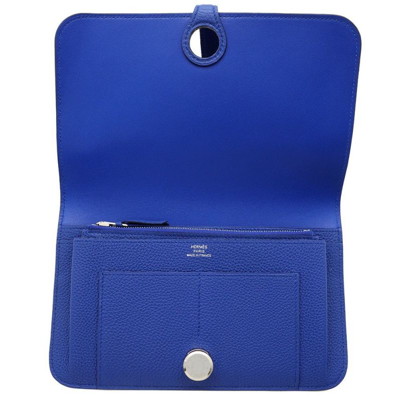 エルメス 長財布 ドゴンGM ブルーエレクトリック/シルバー金具 トゴ T刻印 HERMES 財布
