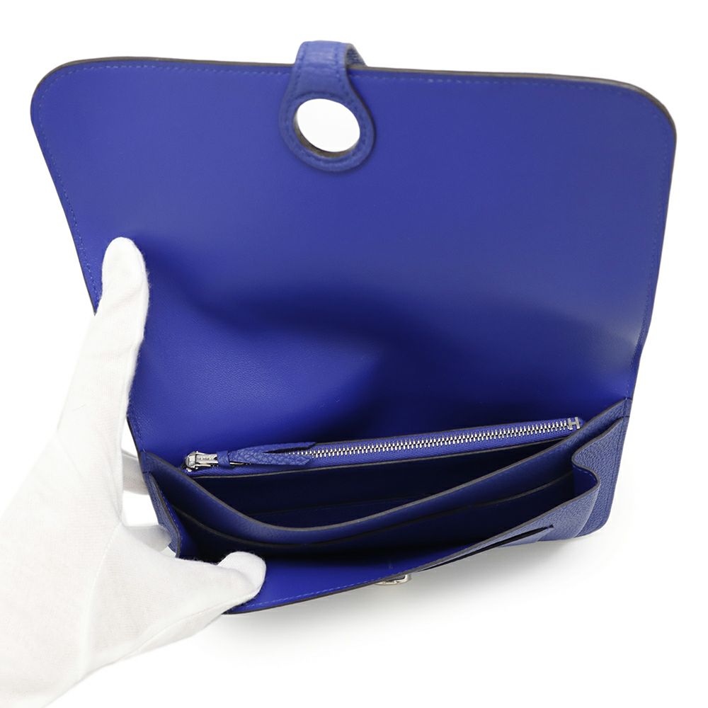 エルメス 長財布 ドゴンGM ブルーエレクトリック/シルバー金具 トゴ T刻印 HERMES 財布