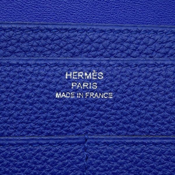 エルメス 長財布 ドゴンGM ブルーエレクトリック/シルバー金具 トゴ T刻印 HERMES 財布