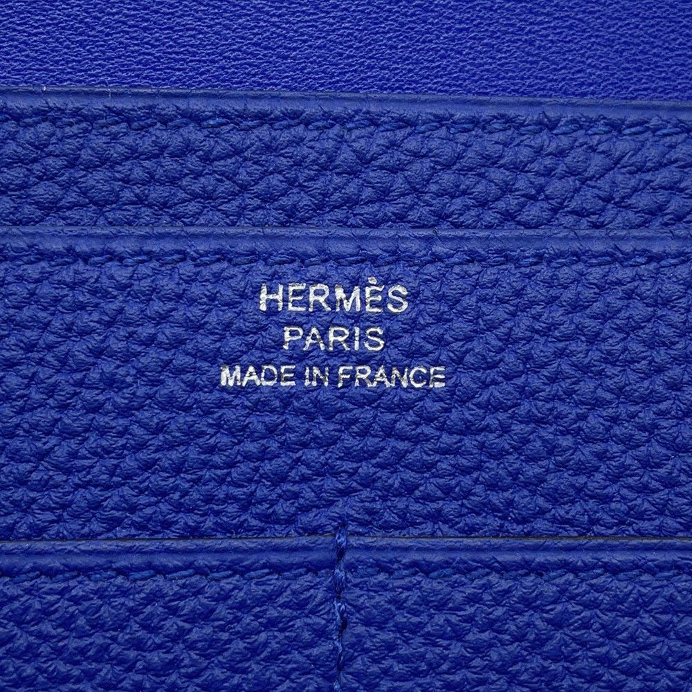エルメス 長財布 ドゴンGM ブルーエレクトリック/シルバー金具 トゴ T刻印 HERMES 財布