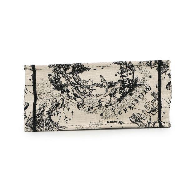 クリスチャン・ディオール トートバッグ ブックトート ゾディアック エンブロイダリー ミディアム M1296ZRHZ 白 黒