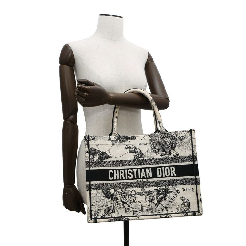 クリスチャン・ディオール トートバッグ ブックトート ゾディアック エンブロイダリー ミディアム M1296ZRHZ 白 黒