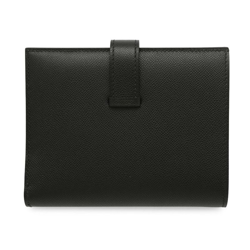 エルメス 二つ折り財布 ベアンコンパクト ブラック/ブラック金具 ヴォーマダム K刻印 黒