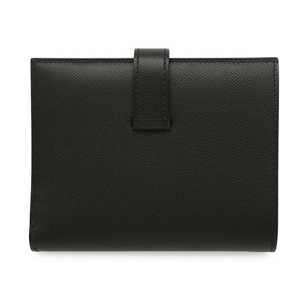 エルメス 二つ折り財布 ベアンコンパクト ブラック/ブラック金具 ヴォーマダム K刻印 黒