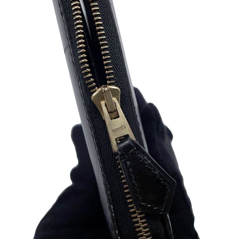 エルメス トラベルケース チャーリー ブラック/ゴールド金具 ボックスカーフ □C刻印 黒