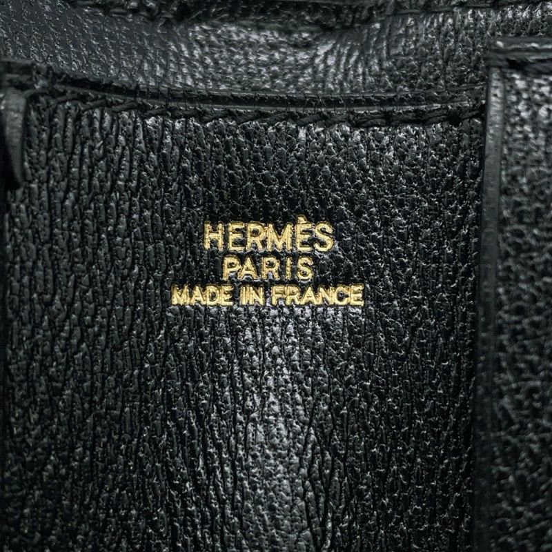 エルメス トラベルケース チャーリー ブラック/ゴールド金具 ボックスカーフ □C刻印 黒