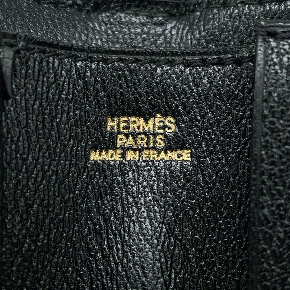エルメス トラベルケース チャーリー ブラック/ゴールド金具 ボックスカーフ □C刻印 黒