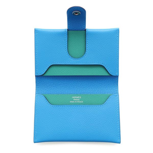 エルメス カードケース RMS ヴェルソ ブルーザンジバル/ヴェールヴェルティゴ/シルバー金具 エバーカラー W刻印