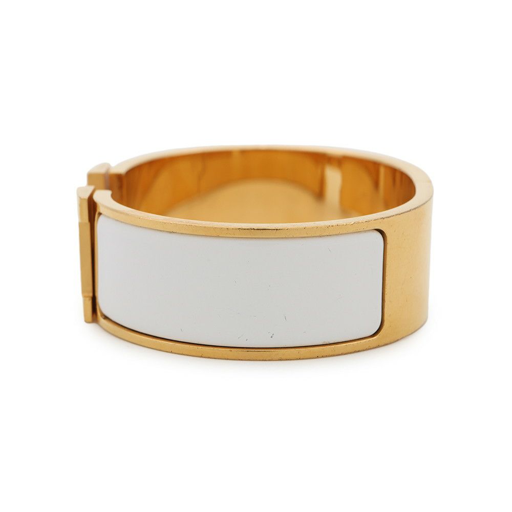 エルメス ブレスレット クリッククラックH GM ホワイト/ゴールド金具 HERMES アクセサリー 白