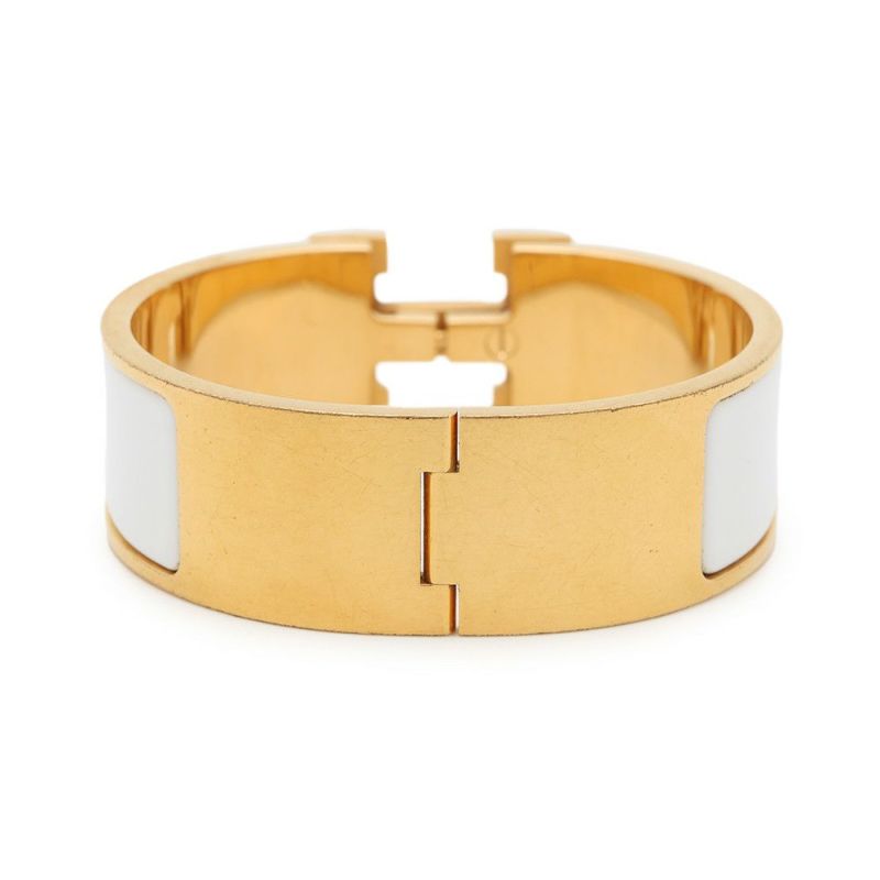 エルメス ブレスレット クリッククラックH GM ホワイト/ゴールド金具 HERMES アクセサリー 白