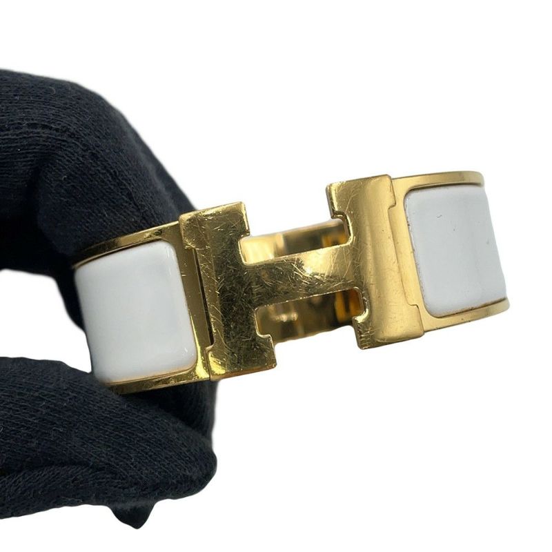 エルメス ブレスレット クリッククラックH GM ホワイト/ゴールド金具 HERMES アクセサリー 白
