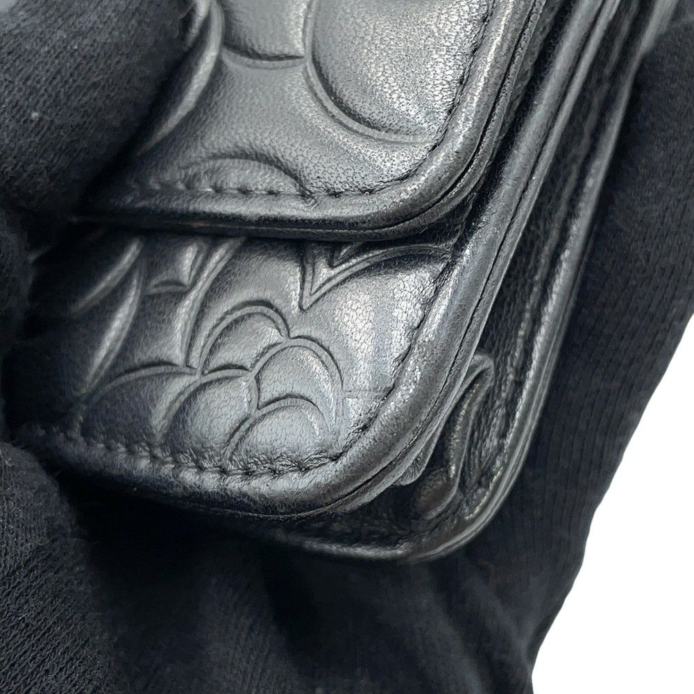 シャネル チェーンウォレット カメリア ココマーク ラムスキン A47421 CHANEL 財布 黒