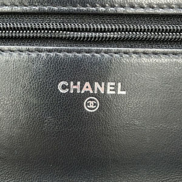 シャネル チェーンウォレット カメリア ココマーク ラムスキン A47421 CHANEL 財布 黒