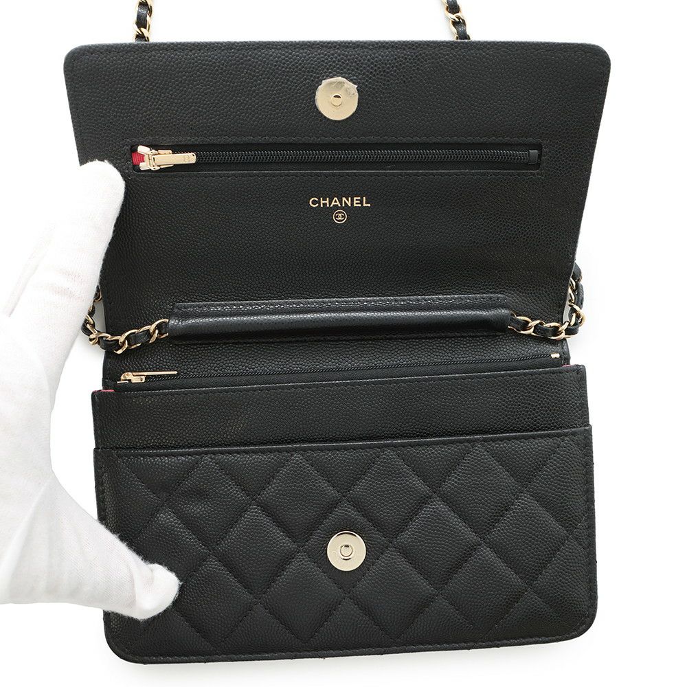 シャネル チェーンウォレット マトラッセ ココマーク キャビアスキン AP3516 CHANEL 財布 黒