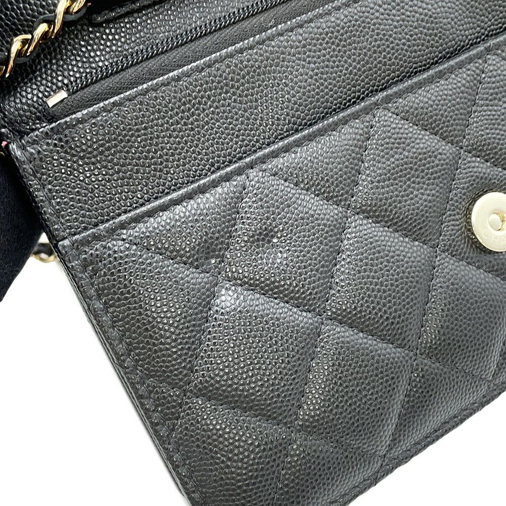 シャネル チェーンウォレット マトラッセ ココマーク キャビアスキン AP3516 CHANEL 財布 黒