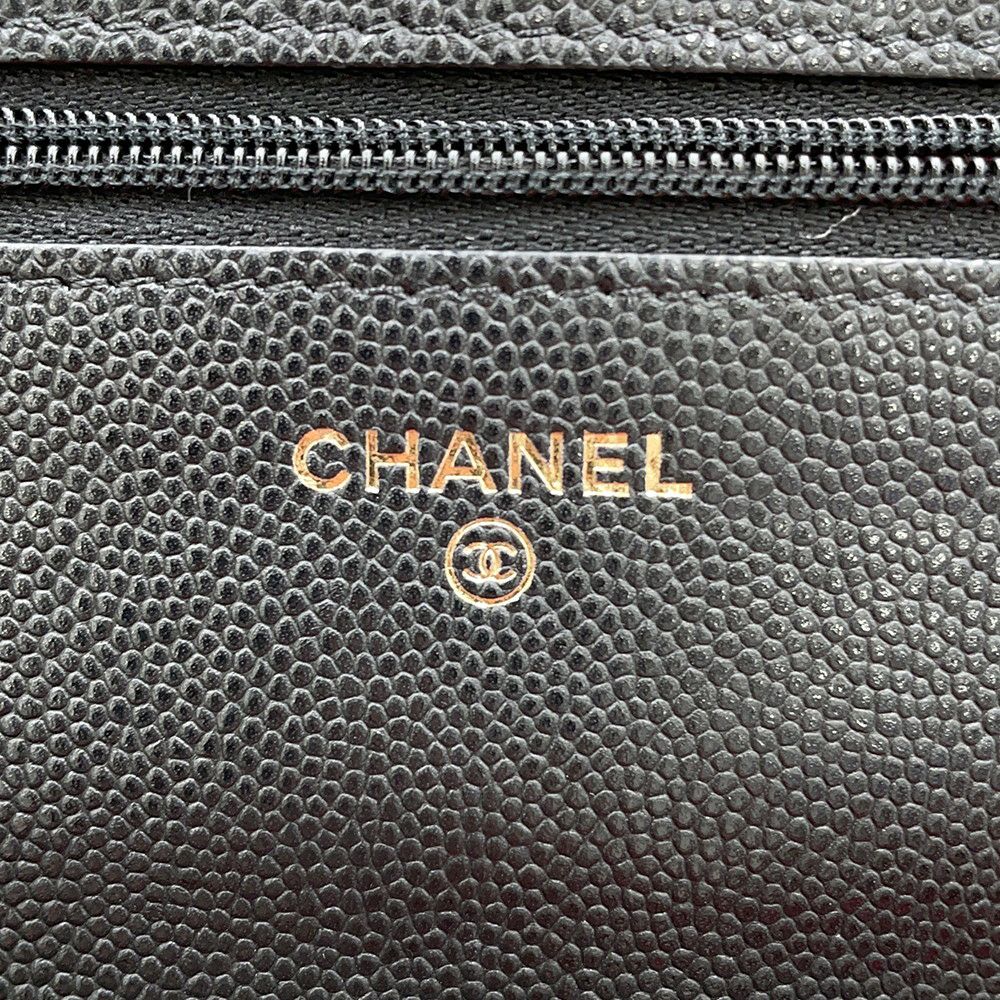 シャネル チェーンウォレット マトラッセ ココマーク キャビアスキン AP3516 CHANEL 財布 黒