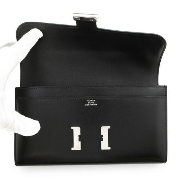 エルメス 長財布 コンスタンス トゥーゴー ロング ブラック/シルバー金具 ボックスカーフ O刻印 財布 黒