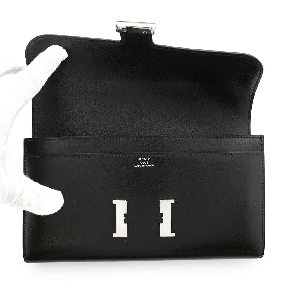 エルメス 長財布 コンスタンス トゥーゴー ロング ブラック/シルバー金具 ボックスカーフ O刻印 財布 黒