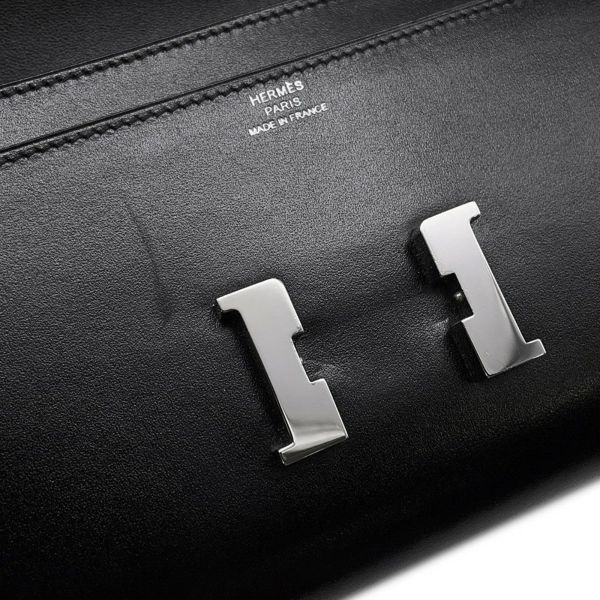 エルメス 長財布 コンスタンス トゥーゴー ロング ブラック/シルバー金具 ボックスカーフ O刻印 財布 黒
