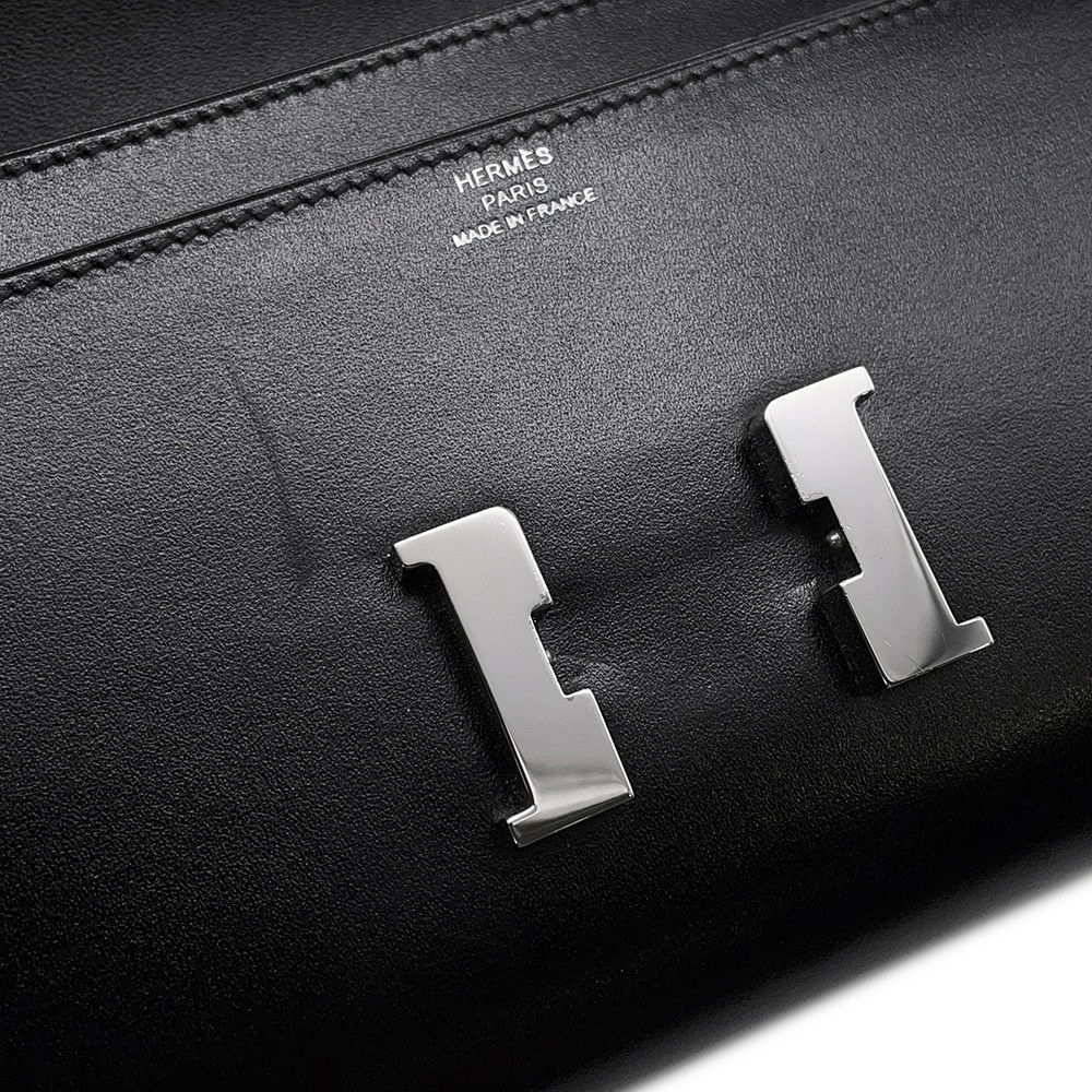エルメス 長財布 コンスタンス トゥーゴー ロング ブラック/シルバー金具 ボックスカーフ O刻印 財布 黒