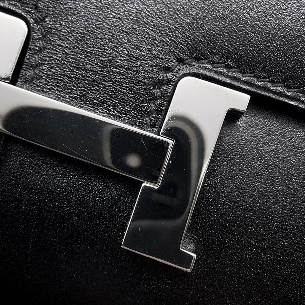エルメス 長財布 コンスタンス トゥーゴー ロング ブラック/シルバー金具 ボックスカーフ O刻印 財布 黒