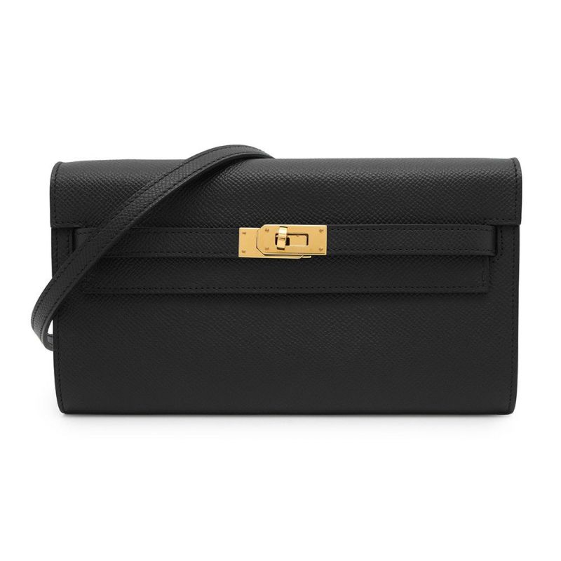 エルメス ケリーウォレット ロング トゥーゴー ブラック/ゴールド金具 エプソン W刻印 HERMES 黒