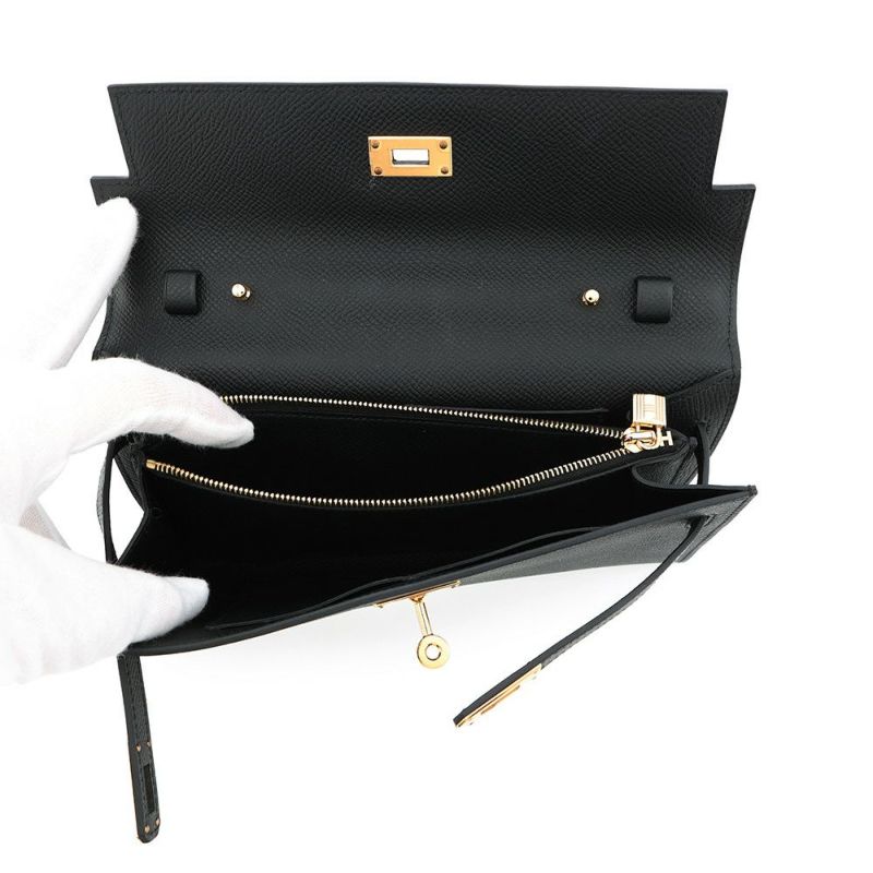 エルメス ケリーウォレット ロング トゥーゴー ブラック/ゴールド金具 エプソン W刻印 HERMES 黒