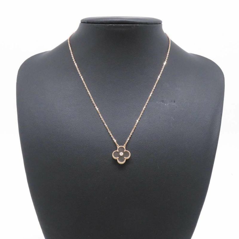 ヴァンクリーフ&アーペル ネックレス ヴィンテージ アルハンブラ シルバーオブシディアン ダイヤ K18PG VCARP9T000 2023年ホリデー