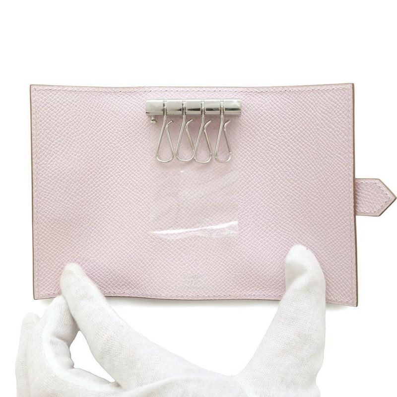エルメス 4連キーケース ベアン モーヴペール/シルバー金具 エプソン W刻印 HERMES