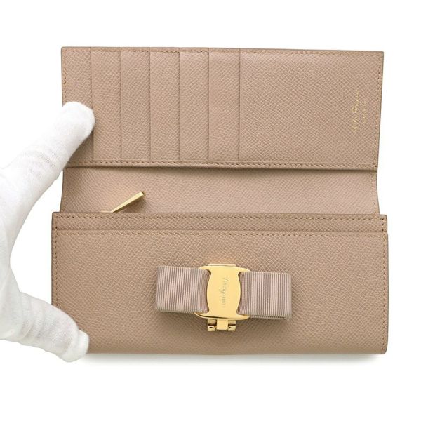 サルバトーレ・フェラガモ 長財布 ヴァラリボン レザー Ferragamo 財布 リボン