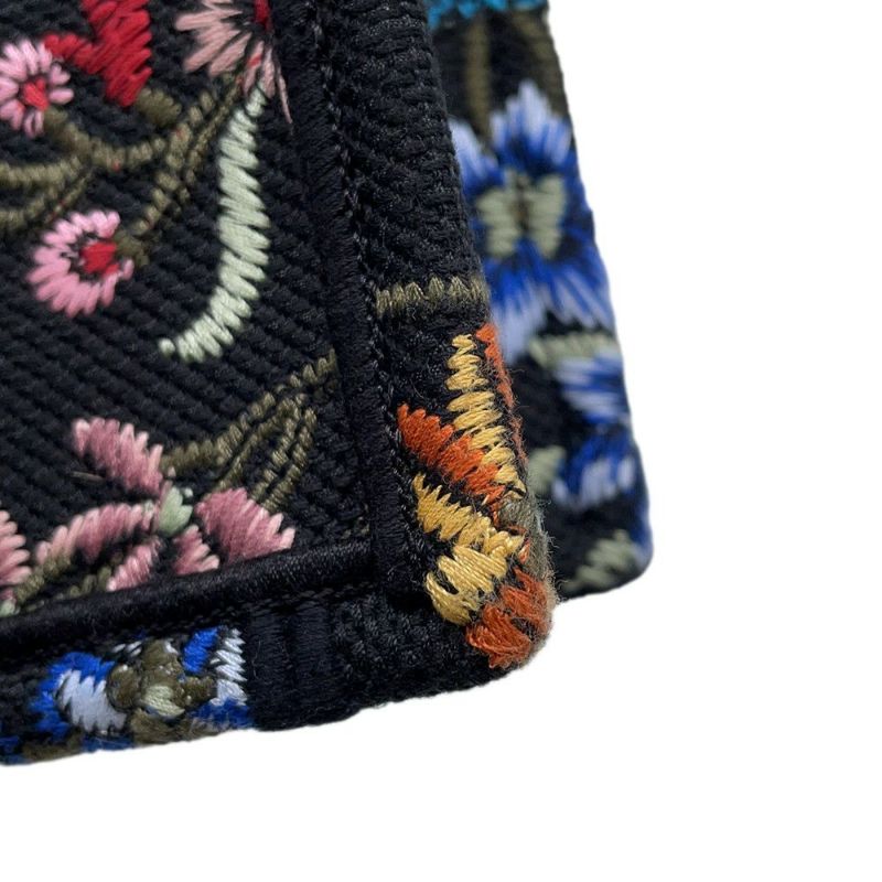 クリスチャン・ディオール ハンドバッグ ブックトートミニ フラワー バーティカル キャンバス Christian Dior 2wayショルダー 黒
